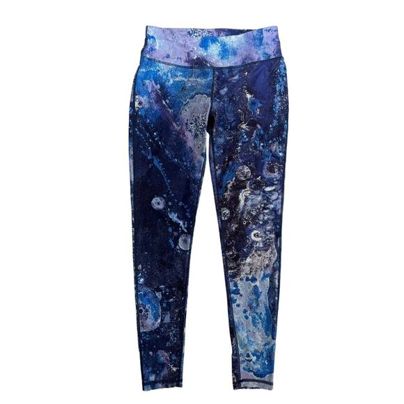 Sweaty All Day 7/8 Workout Leggings Blue Marlin Moon Print Galaxy Swirl Size S - Picture 3 of 12